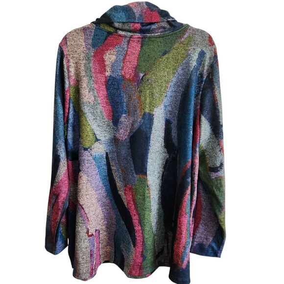 Ali Miles Sweater Womens XL Cowl Neck Pullover Geometric Soft Colorful - Picture 2 of 5